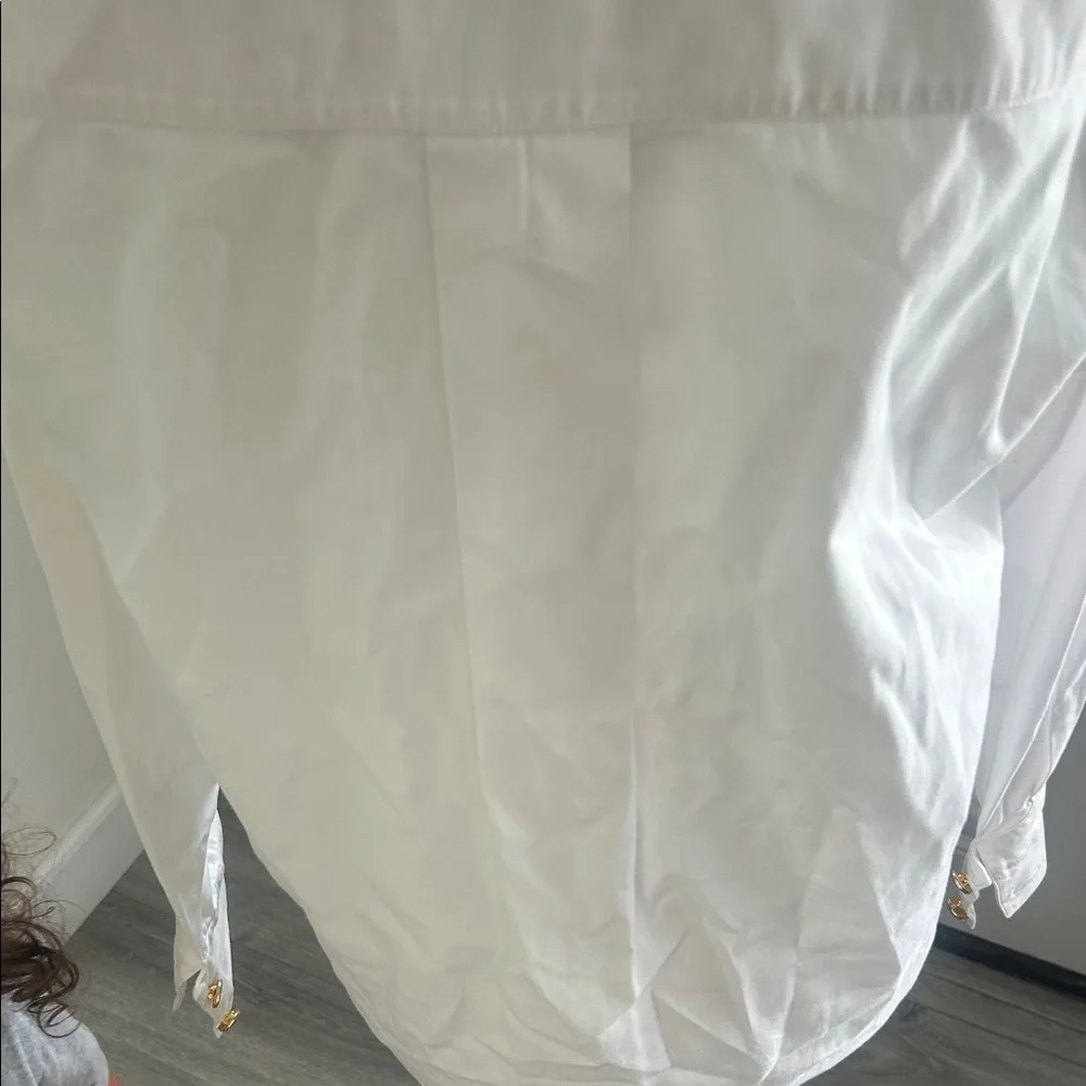 Chanel White Dress Shirt for with CHANEL Embroidery Sz S